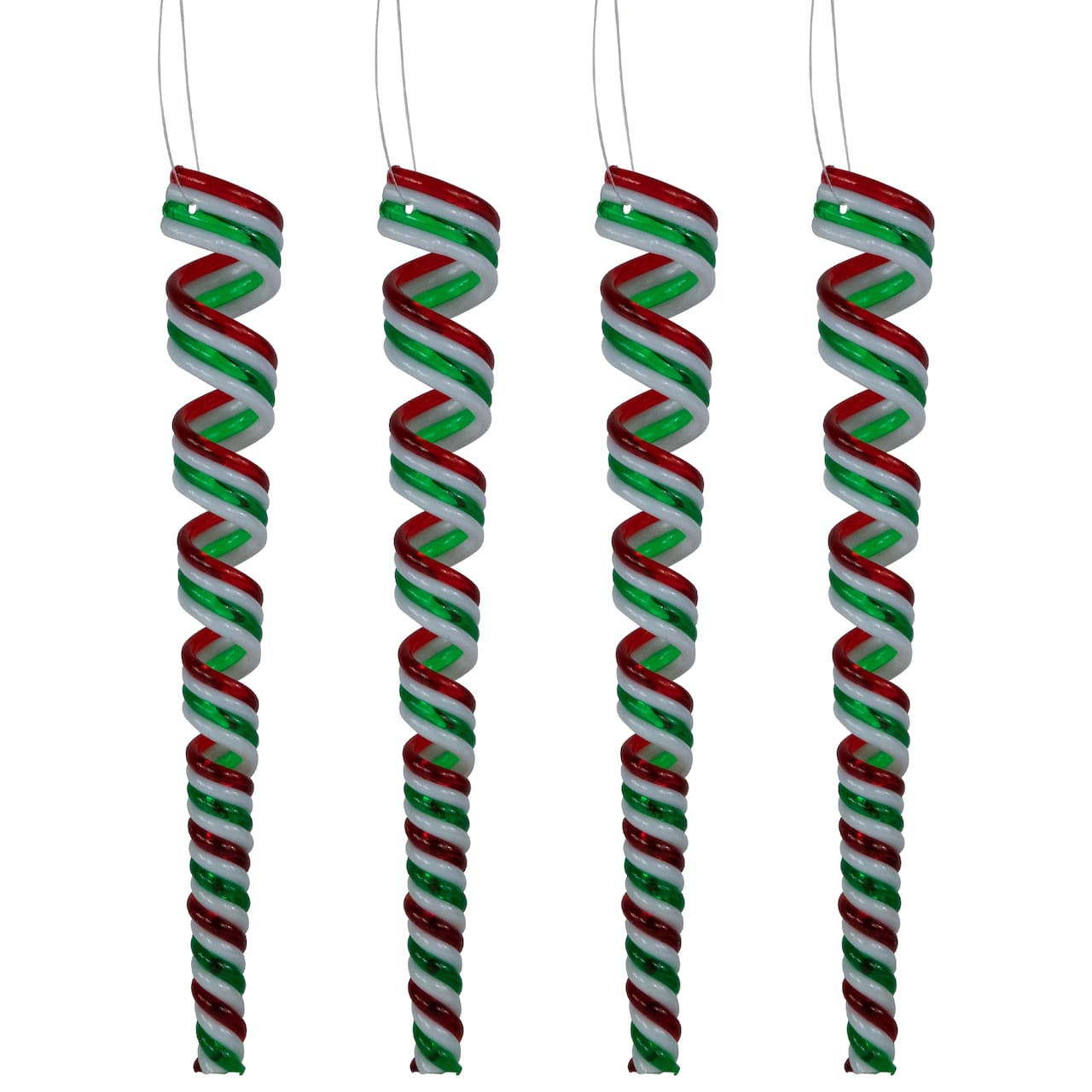 Pack of 4 Red White and Green Candy Curls Christmas Ornaments 7"